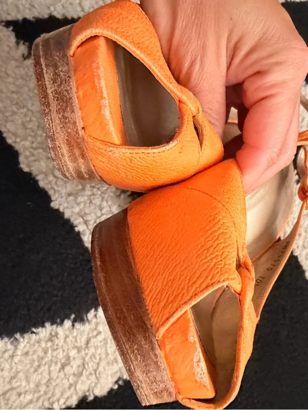 Stuart Weitzman Orange Slingback Peep-Toe Heels